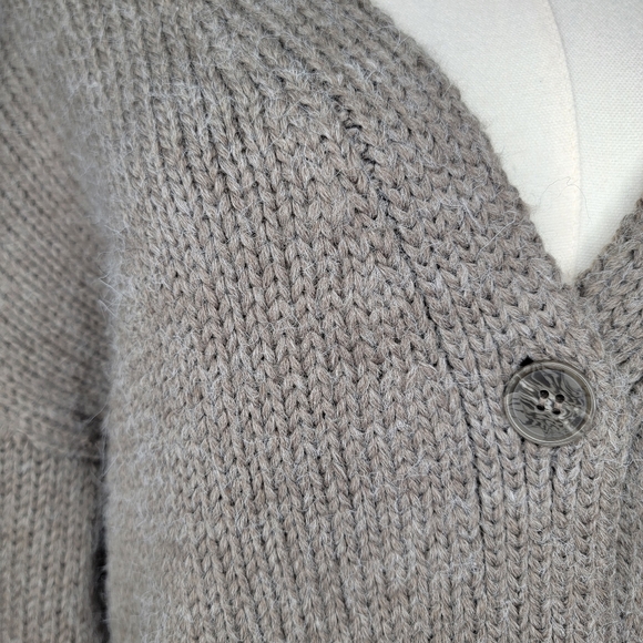 Mango Wool Blend Neutral Puffed-sleeved Button Up Cardigan Size Small - Picture 7 of 9